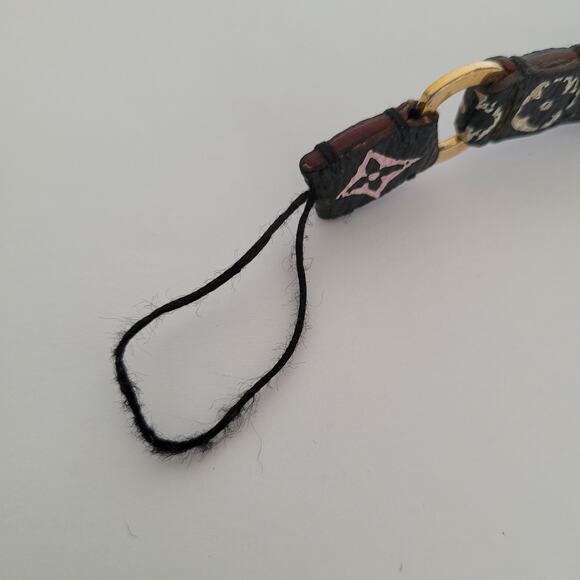 Louis Vuitton Cell Phone Charm Strap Lanyard Leather Black Colorful Logo - Picture 6 of 7